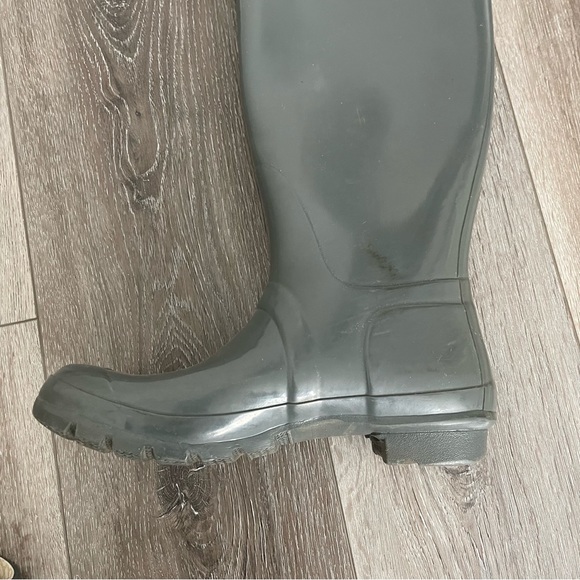 HUNTER Original Gloss Tall Gray/Blue Pull On Rain Boots - Picture 4 of 8